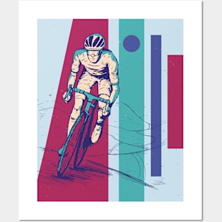 Retro Cyclist Illustration // Vintage Bicycle Rider Posters and Art